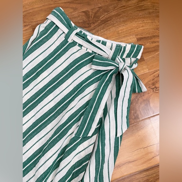 Anthropologie Maeve Green White Striped Full Wrap Maxi Skirt Cottagecore Boho 00 - Picture 8 of 9